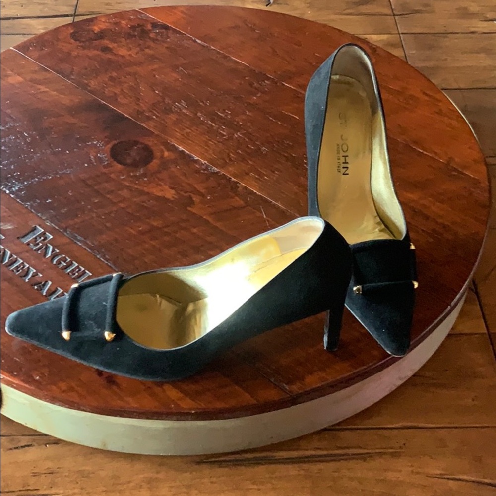 Black suede St John heels